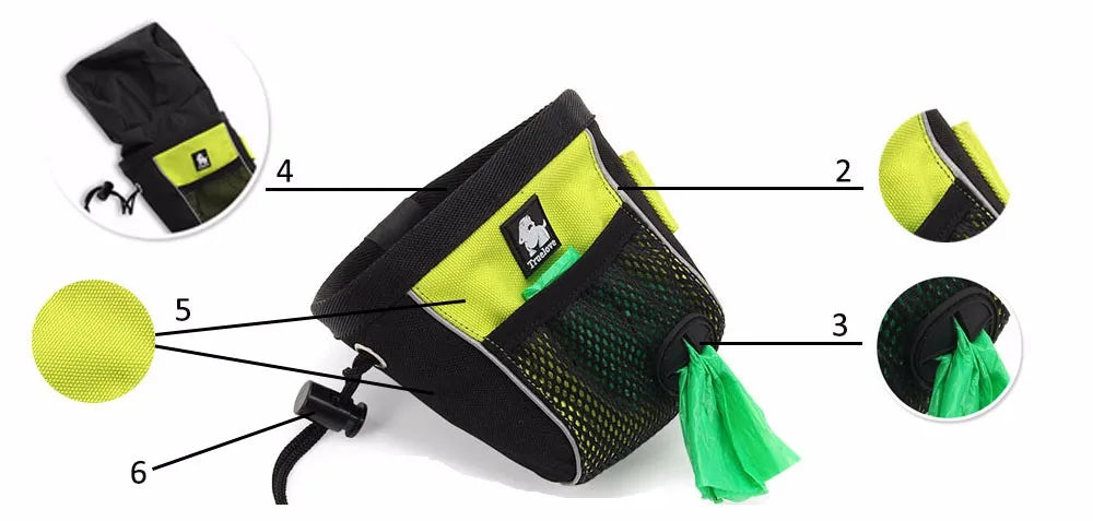 Truelove – sac de voyage Portable pour chien, sac de friandises réfléchissant pour entraînement des animaux de compagnie, pochette à clipser, sac de ceinture de rangement facile, distributeur de sacs de merde