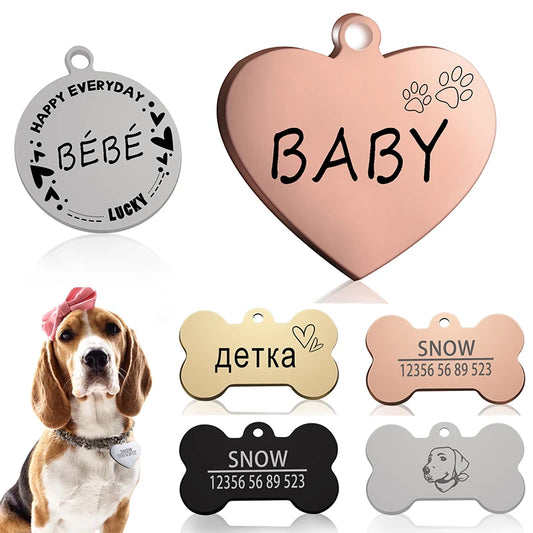 Étiquette d'identification personnalisée pour chien et chat, collier gravé pour animaux de compagnie, breloque avec nom, pendentif, porte-clés en os, accessoire pour chiot, livraison directe