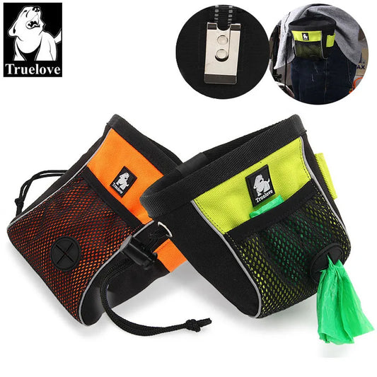 Truelove – sac de voyage Portable pour chien, sac de friandises réfléchissant pour entraînement des animaux de compagnie, pochette à clipser, sac de ceinture de rangement facile, distributeur de sacs de merde